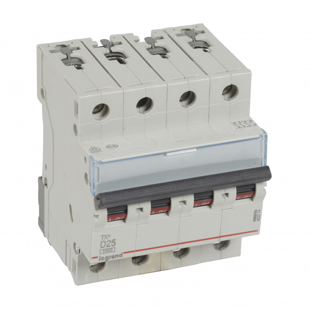 WYŁĄCZNIK NADPRĄDOWY D 25A 4-POLOWY CHARAKTERYSTYKA D SERII TX3 S 304 - 403774 - LEGRAND