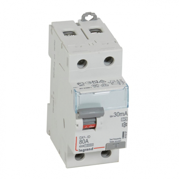 WYŁĄCZNIK RÓŻNICOWY 80A 30MA 2-POLOWY TYP A SERII DX3 P302 - 411557 - LEGRAND
