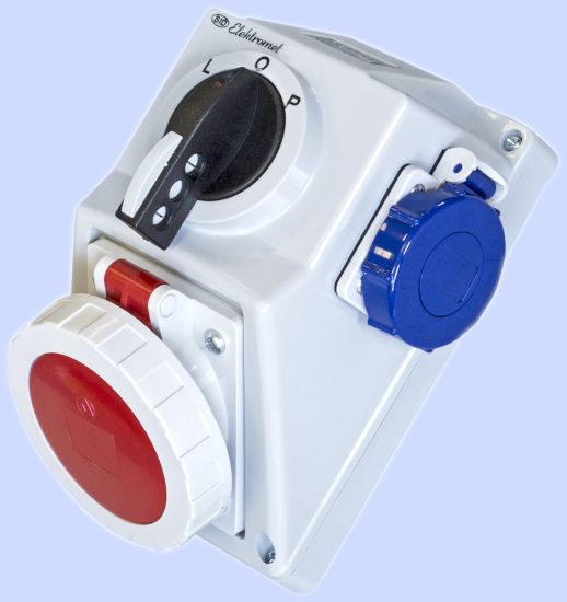 Zestaw C16-49.2N Zmiana kierunku obrotów L-0-P Gniazdo 3P+N+Z, 2 x 2P+Z IP-54. - 971671 - ELEKTROMET DZIERŻONIÓW
