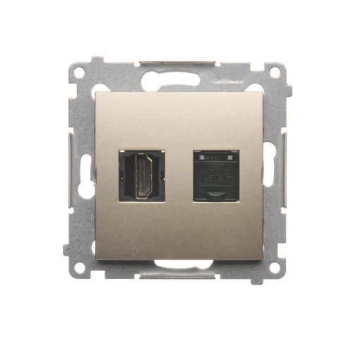 Gniazdo HDMI + RJ45 kat.6. (moduł); złoty mat - DGHRJ45.01/44 - KONTAKT SIMON
