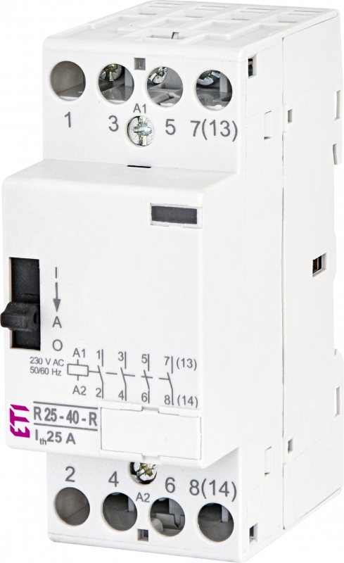 STYCZNIK MODUŁOWY ZE STEROWANIEM RĘCZNYM 25A 4 STYKI ZWIERNE (2 MOD. 4 BIEG.) R 25-40-R-230V AC - 002464052 - ETI