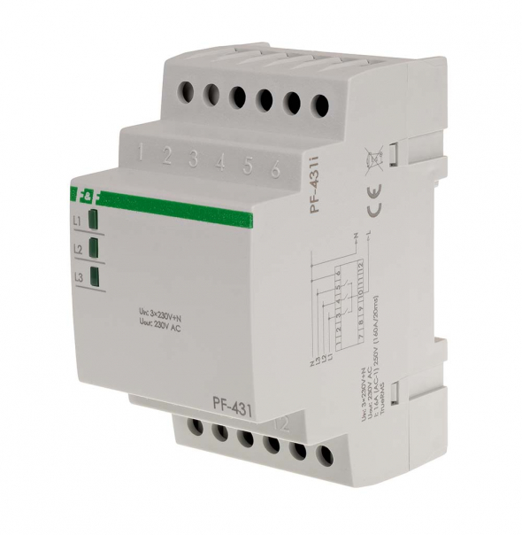 Automatyczny przełącznik faz z fazą priorytetową, przekaźnik inrush (160A/20ms) - PF-431i - F&F