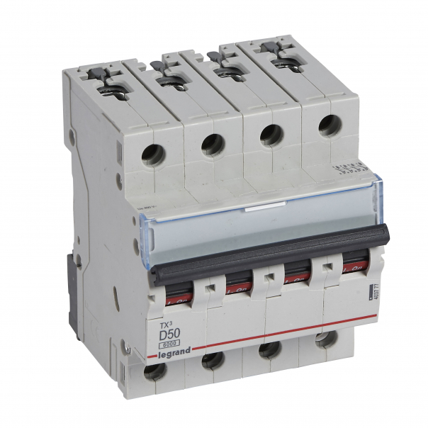 WYŁĄCZNIK NADPRĄDOWY D 50A 4 POLOWY CHARAKTERYSTYKA D SERII TX3 S304 - 403777 - LEGRAND