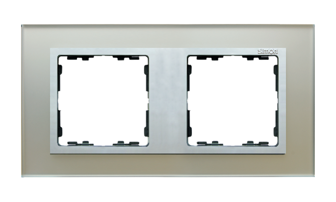 Ramka 2-krotna Nature-szkło, Srebrna / pierścień aluminium mat - 82927-62 - KONTAKT SIMON