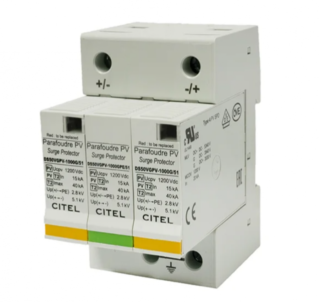 OGRANICZNIK PRZEPIĘĆ DC PV 1000V DC KLASA C (2) DS50VGPVS-1000, 40/80k 2p+VG - 32-01-05.0071 - JEAN MUELLER