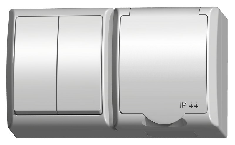 ŁĄCZNIK ŚWIECZNIKOWY + GNIAZDO POJEDYNCZE IP44 FALA  - ZH-Ł2G/00/w - OSPEL