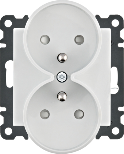 GNIAZDO PODWÓJNE Z UZIEMIENIEM 2X2P+Z Z PRZESŁONĄ ZACISKI ŚRUBOWE 16A 250V BIAŁY LUMINA - WL1340 - HAGER