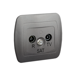 Gniazdo antenowe R-TV-SAT końcowe. Może być użyte jako gniazdo zakończeniowe do gniazd przelotowych R-TV-SAT; aluminiowy - AAS/26 - KONTAKT SIMON