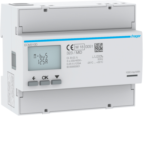 Licznik energii elektrycznej 3-fazowy, 125A 6M, M-bus, MID agardio.measure. - ECM310D - HAGER