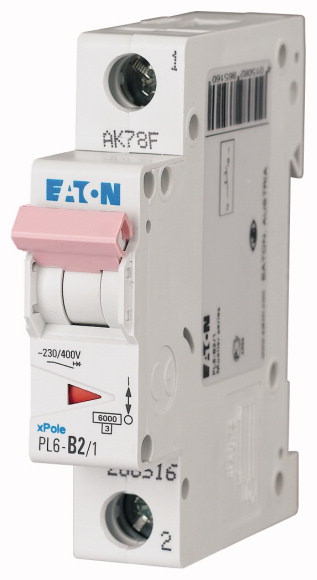 WYŁĄCZNIK NADPRĄDOWY B 2A 1 BIEGUN PL6-B2/1 - 286516 - EATON