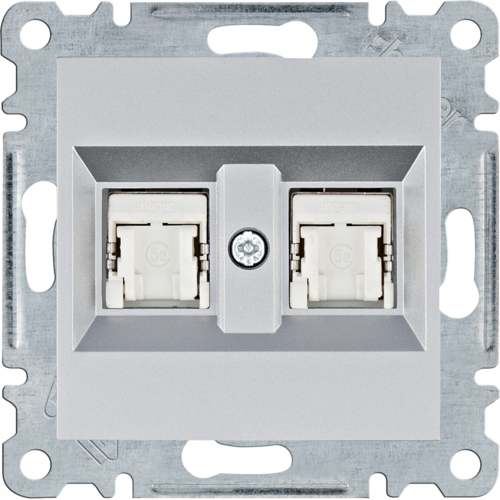 lumina Gniazdo komputerowe podwójne RJ45 kat.5e FTP, srebrny - WL2142 - HAGER