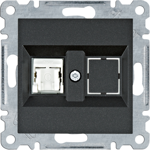 GNIAZDO KOMPUTEROWE POJEDYNCZE RJ45 KAT. 6 UTP CZARNY LUMINA - WL2153 - HAGER