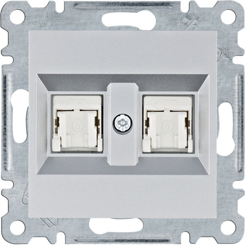lumina Gniazdo komputerowe podwójne RJ45 kat.6 UTP, srebrny - WL2162 - HAGER