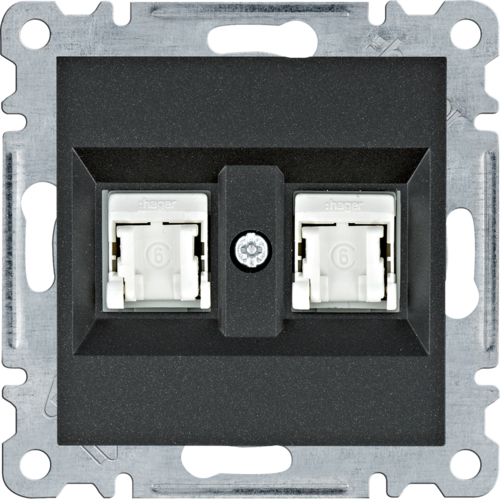 lumina Gniazdo komputerowe podwójne RJ45 kat.6 UTP, czarny - WL2163 - HAGER