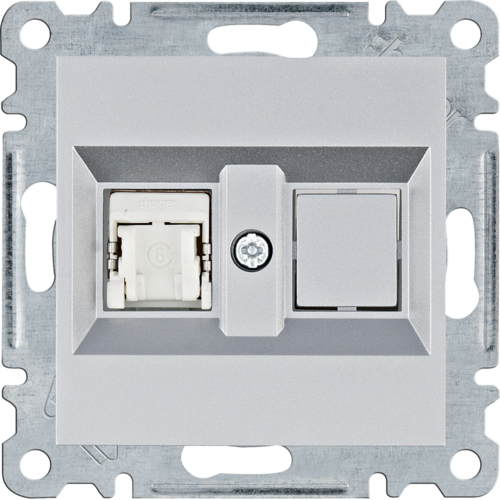 GNIAZDO KOMPUTEROWE POJEDYNCZE RJ45 KAT. 6 FTP SREBRNY LUMINA - WL2172 - HAGER