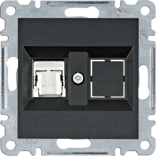 GNIAZDO KOMPUTEROWE POJEDYNCZE RJ45 KAT. 6 FTP CZARNY LUMINA - WL2173 - HAGER