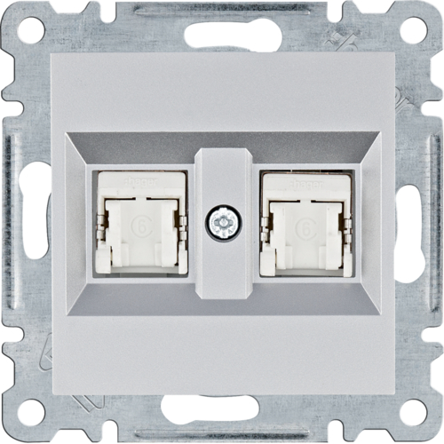 lumina Gniazdo komputerowe podwójne RJ45 kat.6 FTP, srebrny - WL2182 - HAGER