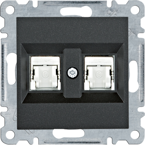 lumina Gniazdo komputerowe podwójne RJ45 kat.6 FTP, czarny - WL2183 - HAGER