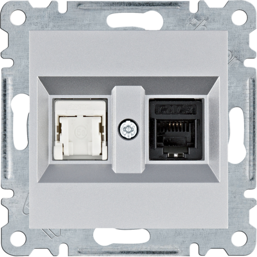 lumina Gniazdo RJ11/12 + RJ45, srebrny - WL2212 - HAGER