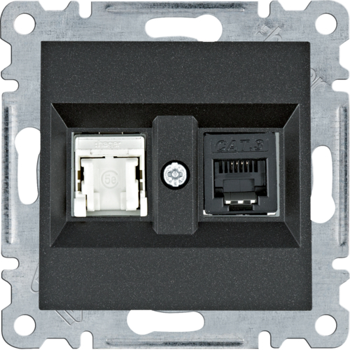 lumina Gniazdo RJ11/12 + RJ45, czarny - WL2213 - HAGER