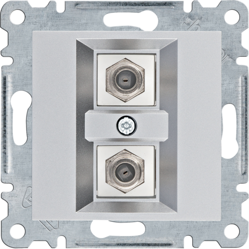 lumina Złącze podwójne typu F, srebrny - WL3262 - HAGER