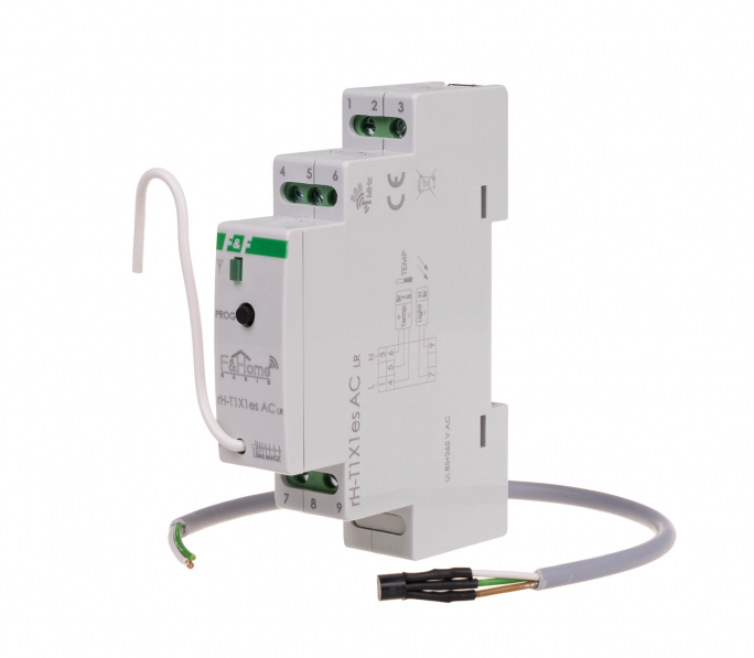 Moduł radiowy czujnika jasności/temperatury, montaż na szynie DIN - rH-T1X1es-AC-LR - F&F