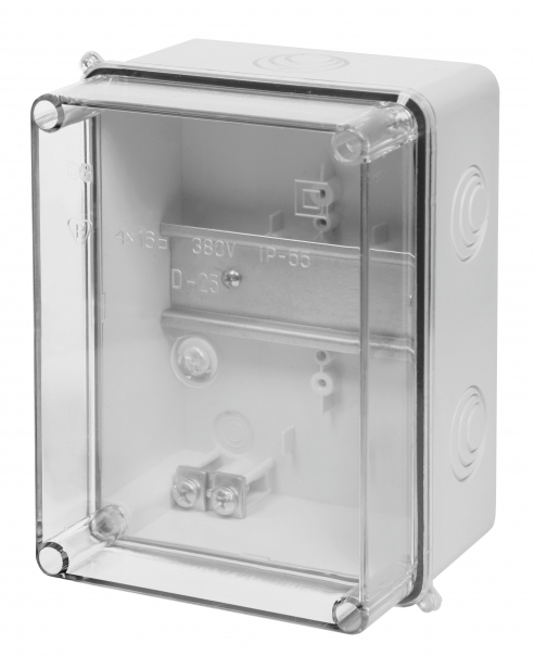 OBUDOWA N/T 158X118X80 IP55 Z SZYNĄ MONTAŻOWĄ POKRYWA PRZEZROCZYSTA CARBO-BOX  - 0230-00 - ELEKTRO-PLAST NASIELSK