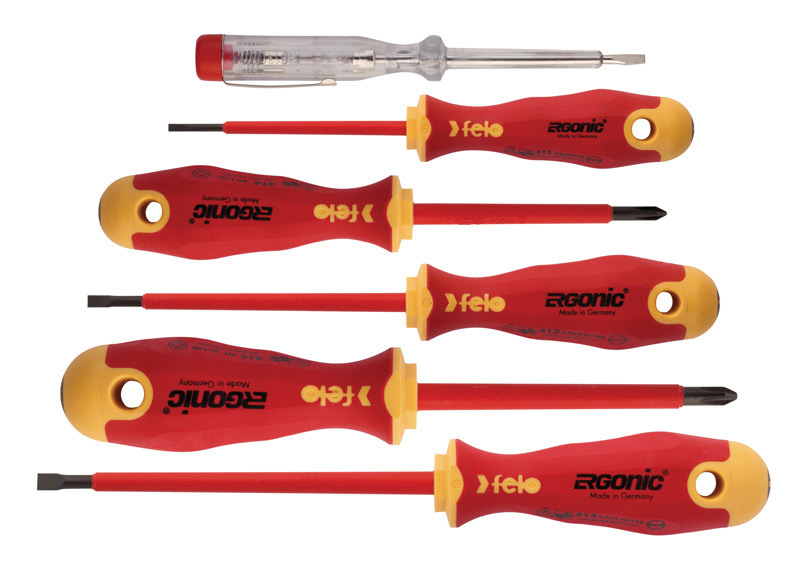Zestaw śrubokrętów IZOLOWANY 6-CZĘŚCIOWY 1000V 2,5/4,0/5,5/PH1/PH2/PRÓBNIK - FL41396398 - FELO