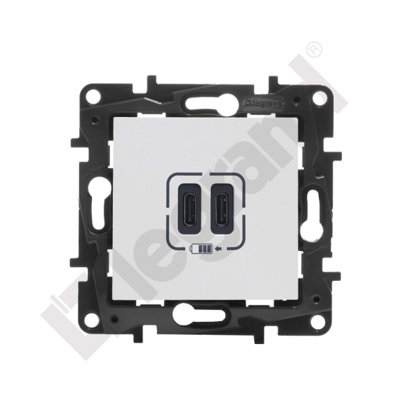 GNIAZDO PODWÓJNE USB TYP C+C 3A BIAŁY NILOE STEP - 863139 - LEGRAND