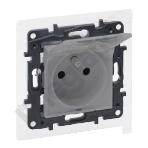 GNIAZDO POJEDYNCZE Z UZIEMIENIEM 2P+Z Z PRZESŁONAMI ZACISKI AUTOMATYCZNE 16A 230V IP44 ALUMINIUM NILOE STEP - 863336 - LEGRAND
