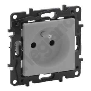 GNIAZDO POJEDYNCZE Z UZIEMIENIEM 2P+Z Z PRZESŁONAMI ZACISKI AUTOMATYCZNE 16A 230V ALUMINIUM NILOE STEP - 863333 - LEGRAND