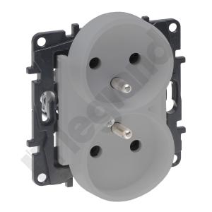 GNIAZDO PODWÓJNE Z UZIEMIENIEM 2X2P+Z ZACISKI ŚRUBOWE 16A 230V ALUMINIUM NILOE STEP - 863332 - LEGRAND