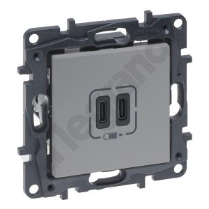 GNIAZDO PODWÓJNE USB  TYP C 3A ALUMINIUM NILOE STEP - 863339 - LEGRAND