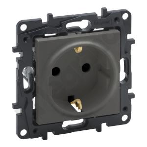 GNIAZDO POJEDYNCZE Z UZIEMIENIEM 2P+Z SCHUKO Z PRZESŁONĄ ZACISKI AUTOMATYCZNE 16A 230V STALOWY NILOE STEP - 863420 - LEGRAND