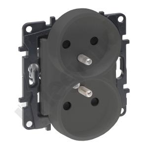 GNIAZDO PODWÓJNE Z UZIEMIENIEM 2X2P+Z Z PRZESŁONĄ DO RAMEK WIELOKROTNYCH ZACISKI ŚRUBOWE 16A 230V STALOWY NILOE STEP - 863434 - LEGRAND