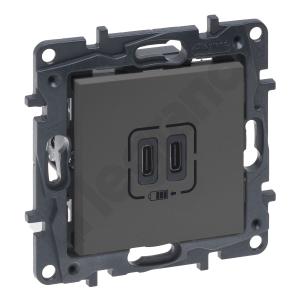 GNIAZDO PODWÓJNE USB TYP C 3A STALOWY NILOE STEP - 863439 - LEGRAND