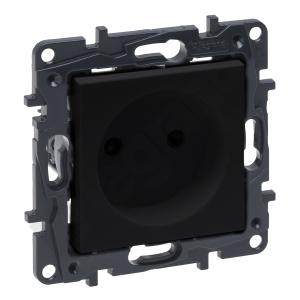 GNIAZDO POJEDYNCZE BEZ UZIEMIENIA 2P Z PRZESŁONĄ ZACISKI ŚRUBOWE 16A 230V CZARNY NILOE STEP - 863519 - LEGRAND