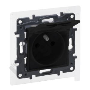 GNIAZDO POJEDYNCZE Z UZIEMIENIEM 2P+Z Z PRZESŁONĄ ZACISKI AUTOMATYCZNE 16A 230V IP44 CZARNY NILOE STEP - 863536 - LEGRAND