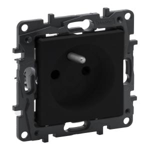 GNIAZDO POJEDYNCZE 2P+Z Z PRZESŁONĄ ZACISKI AUTOMATYCZNE 16A 230V CZARNY NILOE STEP - 863533 - LEGRAND