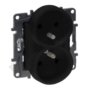 GNIAZDO PODWÓJNE Z UZIEMIENIEM 2X2P+Z ZACISKI ŚRUBOWE 16A 230V CZARNY NILOE STEP - 863532 - LEGRAND