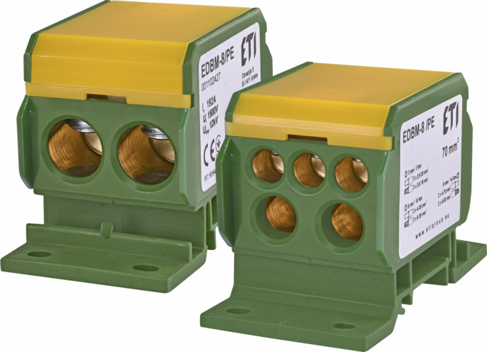 BLOK ROZDZIELCZY 192A(2X4-70MM2/2X4-35MM2+3X2,5-25MM2) ŻÓŁTO-ZIELONA EDBM-8/PE - 001102427 - ETI