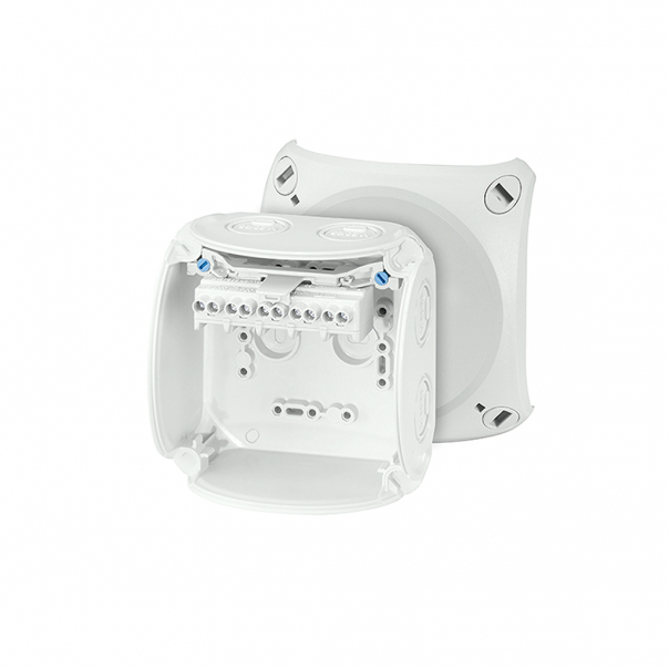 KF 0404 G - Puszka do inst. zewn., szara, IP 66/67, 104x104x70, z zac. 5-bieg., 4 mm2, Cu - 62000049 - HENSEL