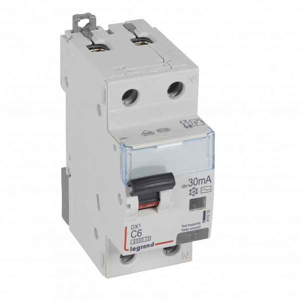 WYŁĄCZNIK RÓŻNICOWY Z CZŁONEM NADPRĄDOWYM C 6A/30MA 2 BIEGUNY TYP AC P312 - 411010 - LEGRAND