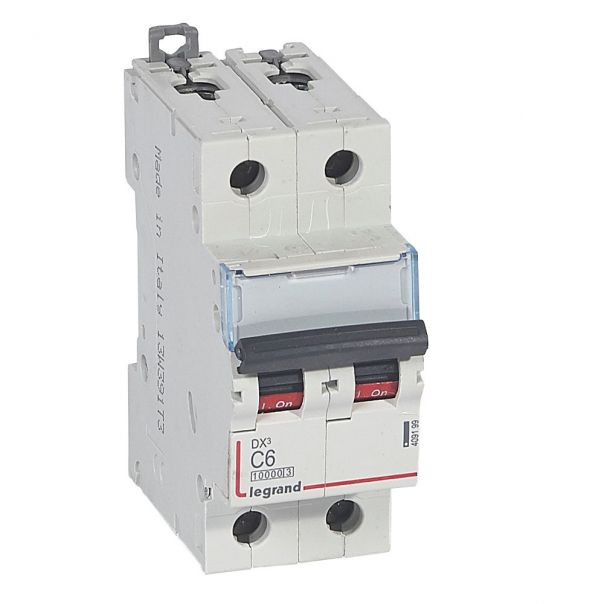 WYŁĄCZNIK NADPRĄDOWY C 6A 2 POLOWY CHARAKTERYSTYKA C SERII DX3 S312 - 409199 - LEGRAND