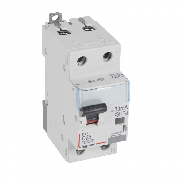 WYŁĄCZNIK RÓŻNICOWY Z CZŁONEM NADPRĄDOWYM C 25A/30MA 2 BIEGUNY TYP AC P312 - 411015 - LEGRAND