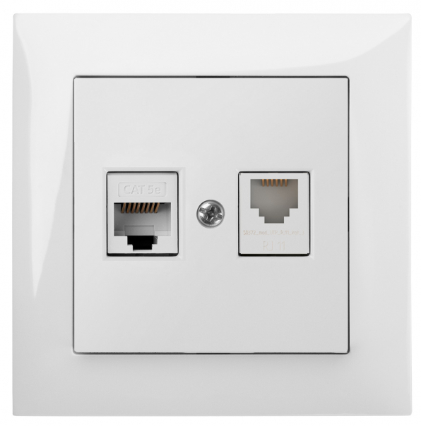 GNIAZDO KOMPUTEROWO-TELEFONICZNE RJ45+RJ11 BIAŁE SENTIA - 1459-10 - ELEKTRO-PLAST NASIELSK
