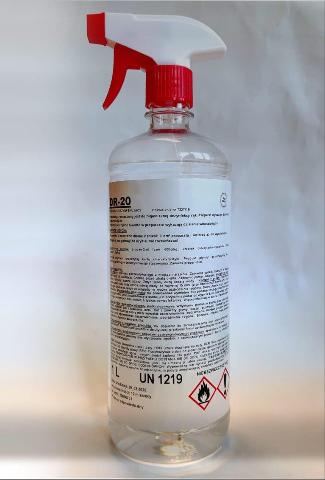 Antyseptyczny płyn do dezynfekcji rąk i skóry w spray 1L - DR-20 - MARKET BHP