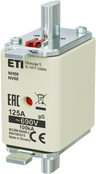 Wkładka topikowa NH - zwłoczna / KOMBI NH00 gG 125A/690V - 004182315 - ETI