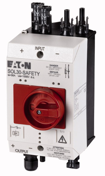 ROZŁĄCZNIK PRZECIWPOŻAROWY DO PV 30A, MC4, WYZW. PODNAP. ZWŁ. 230V50HZ SOL30-SAFETY/2MC4-U(230V50HZ). - 144122 - EATON