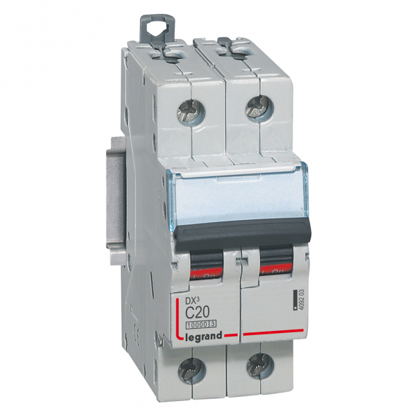 WYŁĄCZNIK NADPRĄDOWY C 20A 2 POLOWY CHARAKTERYSTYKA C SERII DX3 S312 - 409203 - LEGRAND